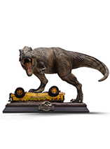 Figurine en résine de l'attaque du T-Rex dans le film Jurassic Park
