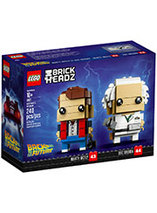 Figurine LEGO Brickheadz n°43 et n°44 Marty McFly & Doc Brown – Retour vers le Futur