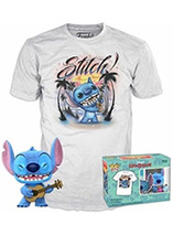 Pack T-shirt + figurine Funko Pop flocké de Stitch avec son ukulele