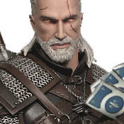 Blog - Un buste de Geralt en train de jouer aux cartes pour Gwynt