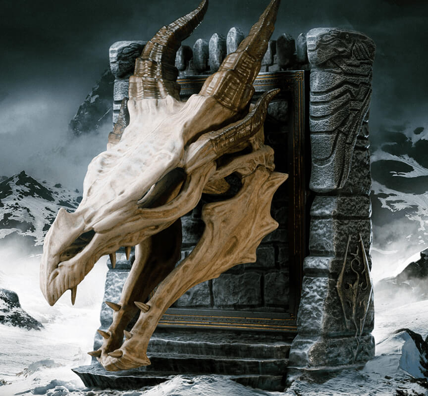 obsidienne Crâne de dragon de Hudge sculpture / sculpture